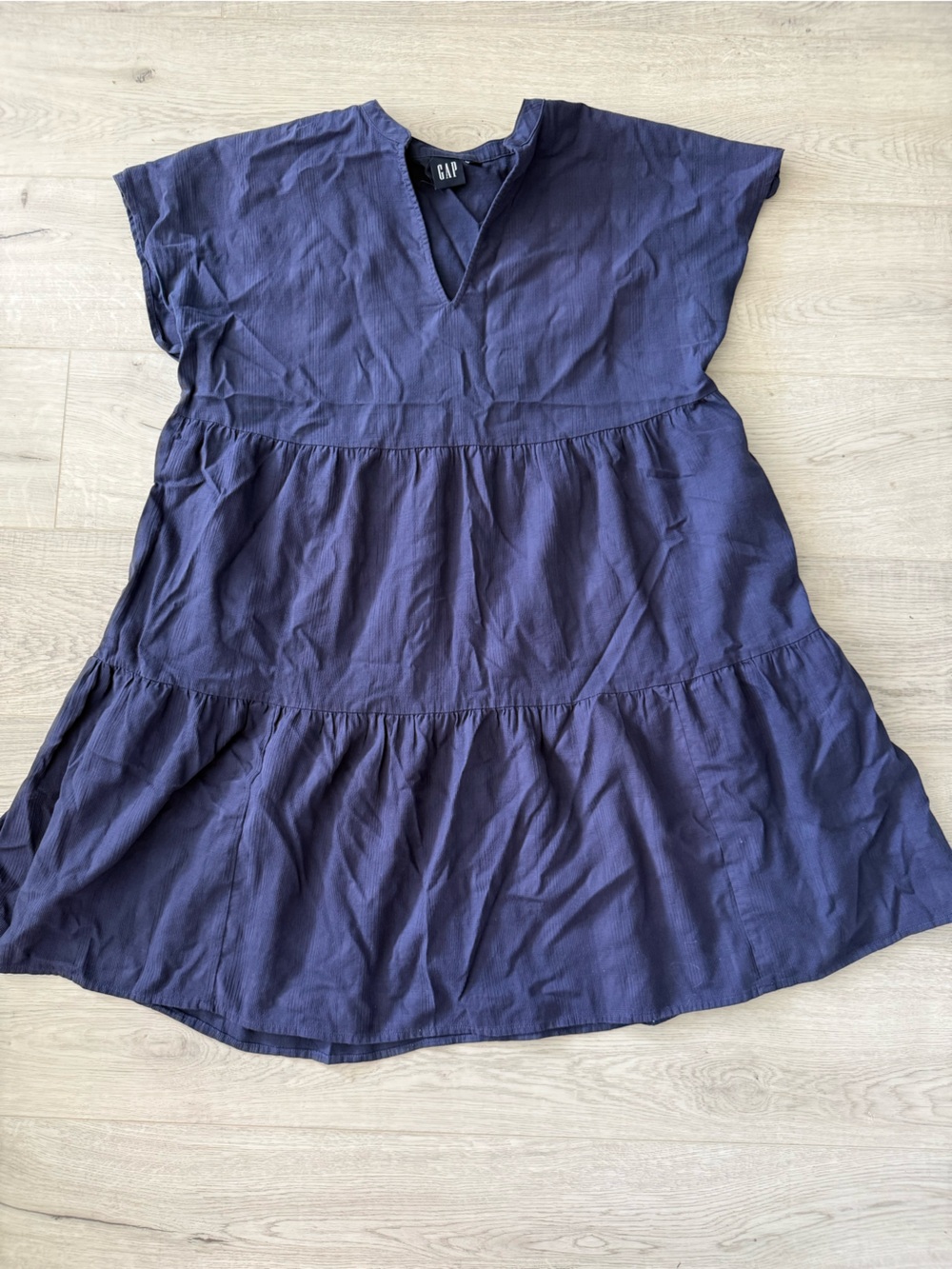 GAP Women's Dark Navy Tiered Short Sleeve Tunic Dress